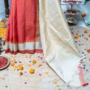 VENKATGIRI PURE SILK IN BEIGE AND RED COLOUR, HANDLOOM WEAVE