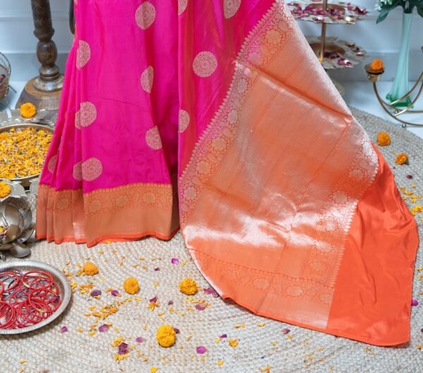 SHADES OF PINK, KATAN SILK, KADHUA BUTA, BANARSI HANDLOOM - Image 2