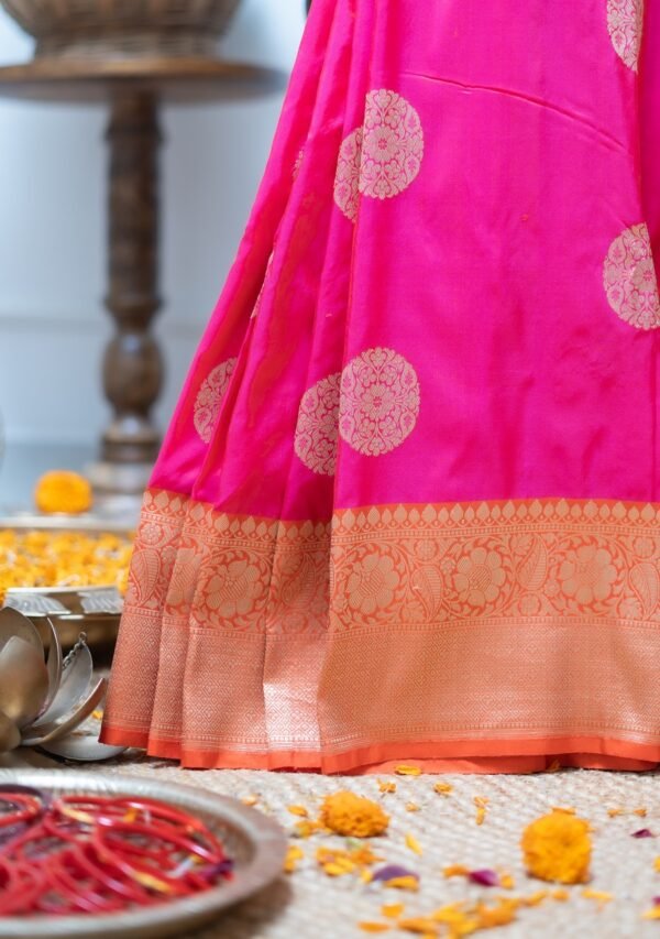 SHADES OF PINK, KATAN SILK, KADHUA BUTA, BANARSI HANDLOOM - Image 4