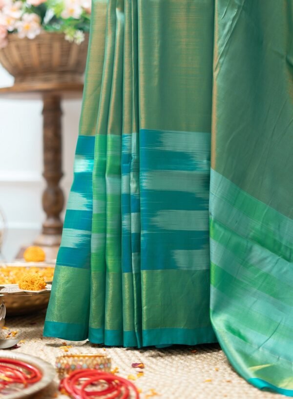 SILK GREEN MEADOWS, IKKAT WEAVE FROM ODISHA - Image 2